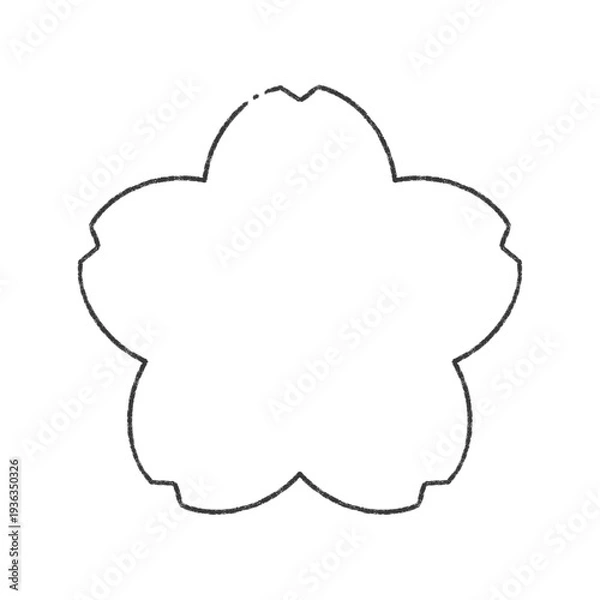 Obraz 手描きの桜の花の線画フレーム素材 - 春･卒入学･日本のイメージのシンプルな黒い線の装飾イラスト