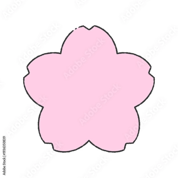 Obraz 手描きの桜の花の線画フレーム素材 - 春･卒入学･日本のイメージのシンプルでかわいい装飾イラスト