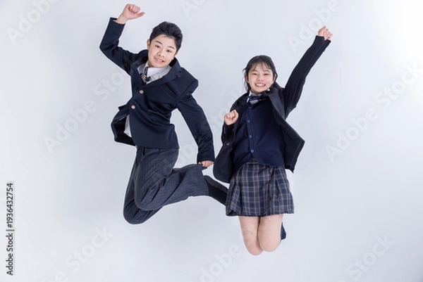 Obraz ジャンプする男女の学生