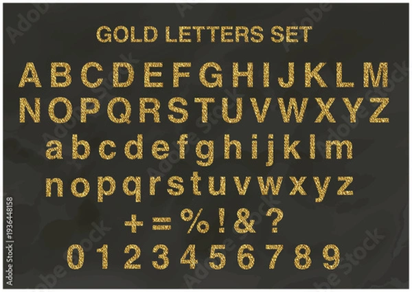 Obraz 高級感のあるゴールドアルファベット文字セット