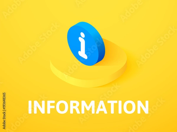 Fototapeta Information isometric icon, isolated on color background