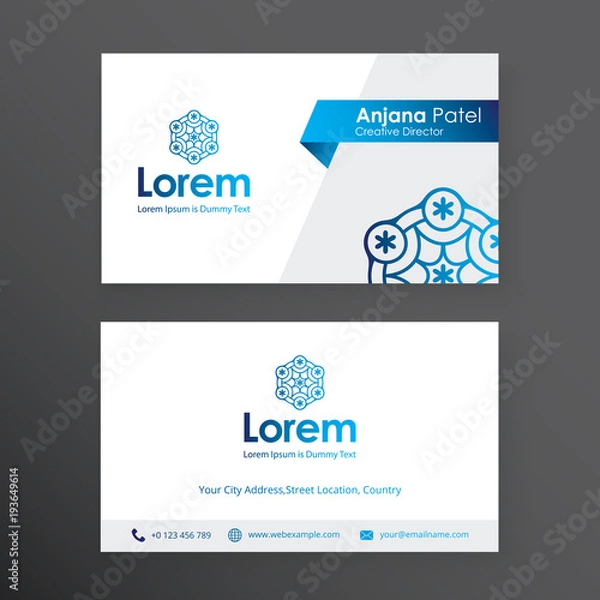 Fototapeta Modern business card template with flat user interface