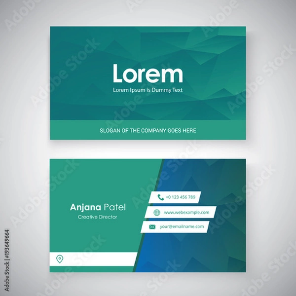 Fototapeta Modern business card template with flat user interface