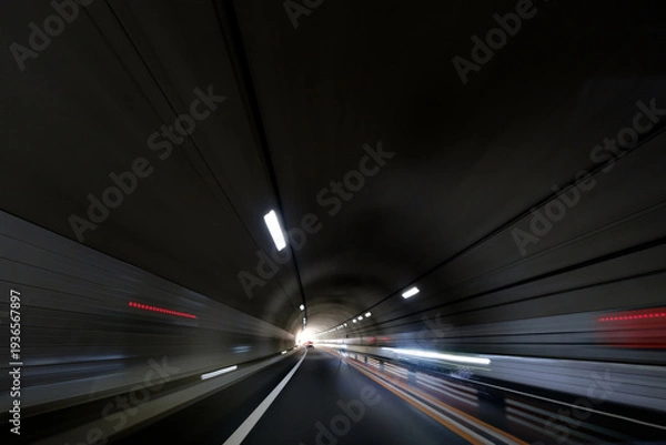 Obraz トンネルの中を光が流れる