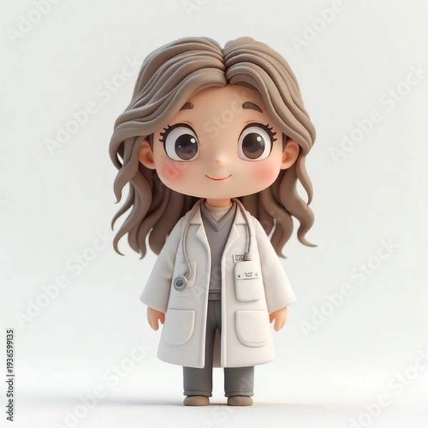 Obraz アイコン向けクレイキャラクター風女性医師