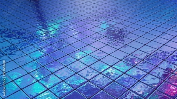 Obraz 3D rendering mosaic with distorted reflection - Early evening on holiday