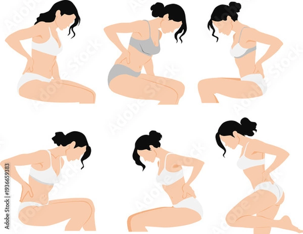 Obraz ぎっくり腰を発症した女性のイラスト