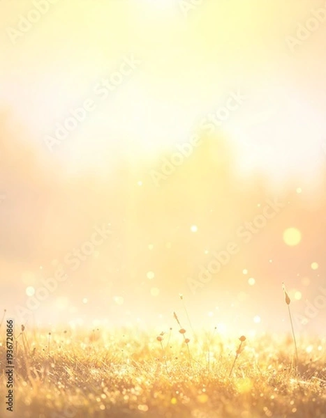 Obraz パステルイエローの光粒子が漂う春のやさしい抽象背景
