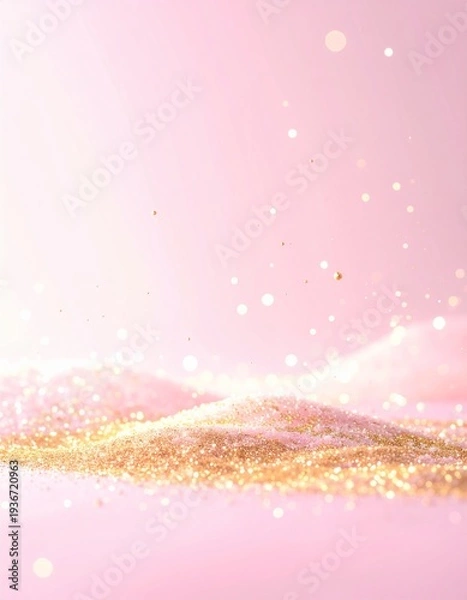 Obraz パステルグラデーションに浮かぶピンク光粒子の春イメージ背景
