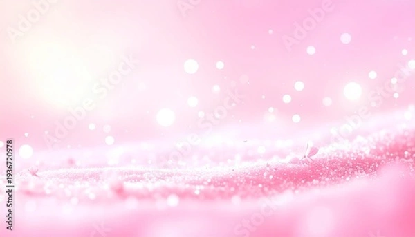Obraz パステルグラデーションに浮かぶピンク光粒子の春イメージ背景
