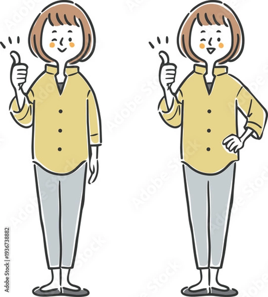 Obraz グッドサインをする女性　全身　ベクター