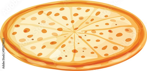 Obraz Whole Alfredo Cheese Pizza. Isolated vector illustration on white background.