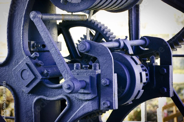 Fototapeta Old crane unloading ships in the city of Bamberg