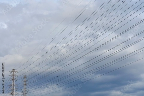 Obraz 鉄塔と送電線