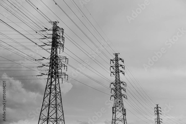 Obraz 鉄塔と送電線