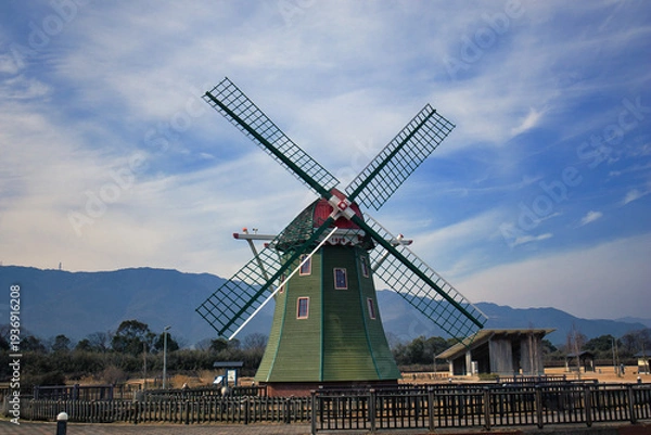 Obraz 冬の青空に映える風車