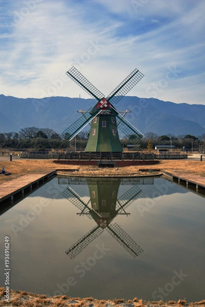 Obraz 冬の青空に映える風車
