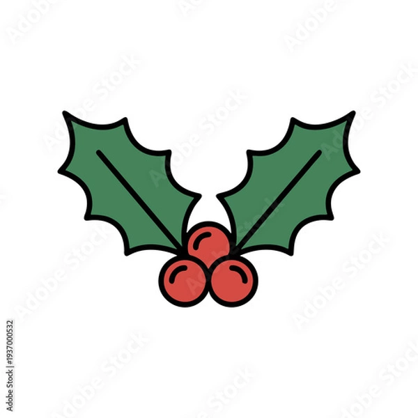 Obraz シンプルなヒイラギのカラーアイコン