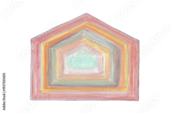 Fototapeta パステルカラーの家の形の抽象フレーム背景・コミュニティや住宅のイメージ