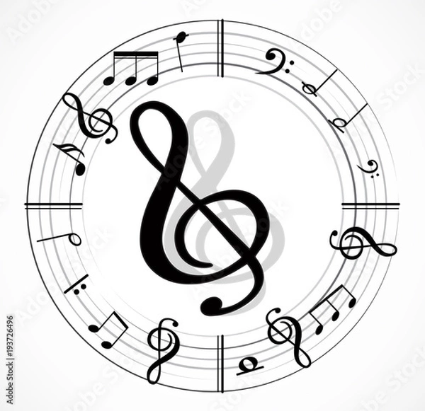 Fototapeta Music Note with different music Symbols