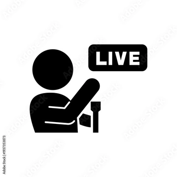 Obraz ライブ配信をしているイメージの人型アイコン