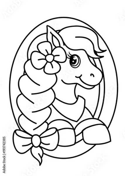 Fototapeta Pony coloring book, vector