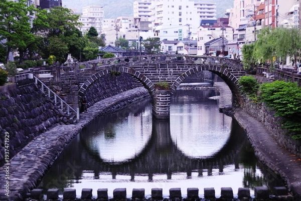 Obraz 長崎の眼鏡橋のある風景
