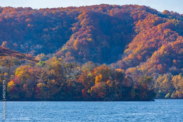 Fototapeta 日本の風景・秋　福島県裏磐梯　紅葉の桧原湖