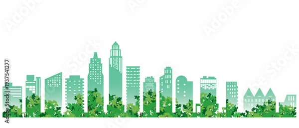 Obraz 緑豊かな爽やかな街並みイラスト. 