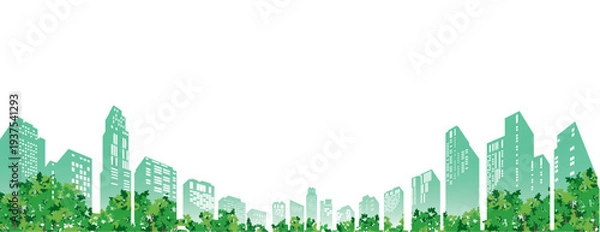 Obraz 緑豊かな爽やかな街並みイラスト. 