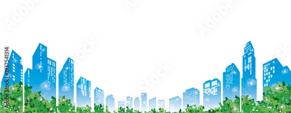 Obraz 緑豊かな爽やかな街並みイラスト. 