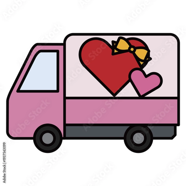 Obraz ハートのデザインが可愛い配送トラック