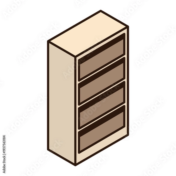 Obraz 斜め上から見た木製チェストのイラスト