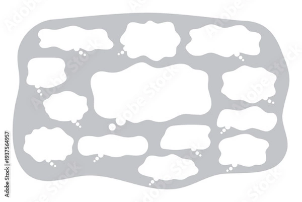 Obraz 悩み表現に使えるもやもや吹き出し素材（グレー）