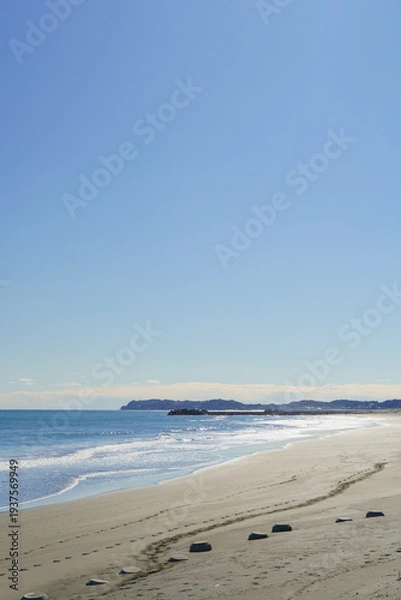 Obraz 日本の風景【千葉県長生郡】九十九里浜・一宮海岸から太東方面を望む風景