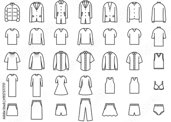 Obraz 服のアイコンイラストセット