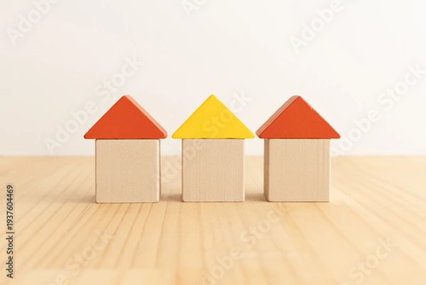 Obraz 積み木の家　シンプルでナチュラルな家の背景素材