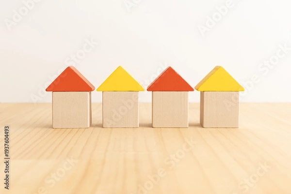 Obraz 積み木の家　シンプルでナチュラルな家の背景素材