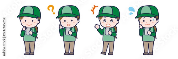 Obraz スマートフォンを使う「配達員」の女性