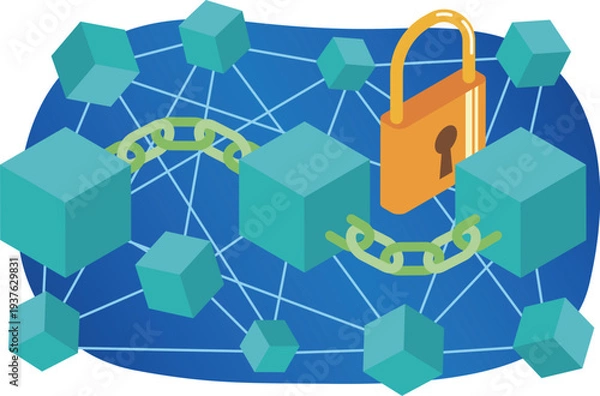 Obraz ブロックチェーンのイメージイラスト