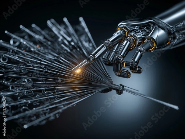 Obraz スクリーンを操作するアンドロイドの指先