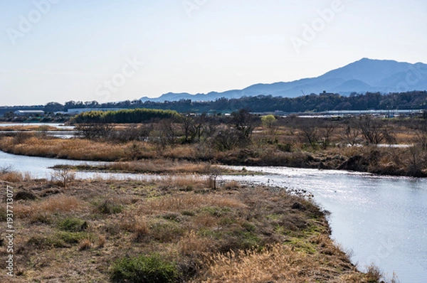 Obraz 神奈川県相模原市からの相模川風景