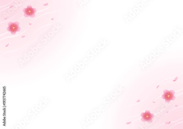 Obraz 桜の花吹雪のフレームイラスト_白
