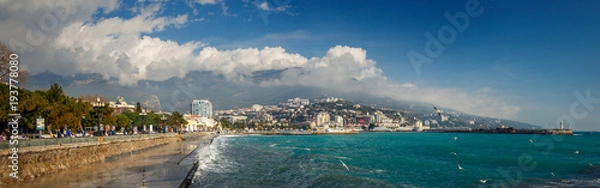 Fototapeta panoramic view from Yalta embankment.