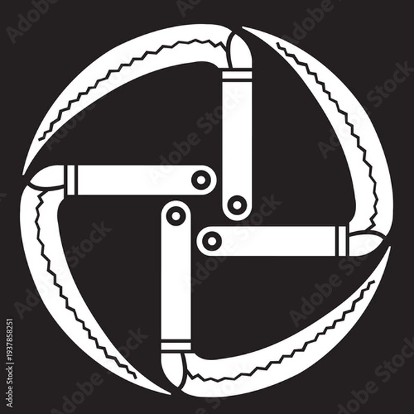 Obraz 日本の伝統的な器物紋の家紋「鎌紋」のイラストベクターデータです