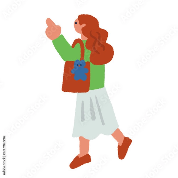 Obraz 買い物をする女性のカラフルでフラットなイラスト