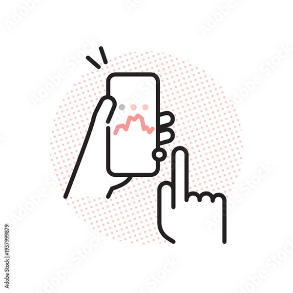 Obraz シンプル　イラスト　妊活アプリで排卵日や妊活を管理するイメージ ベクターイラスト