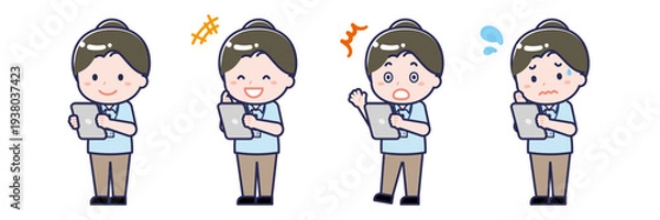 Obraz タブレットを使う「介護士」の女性