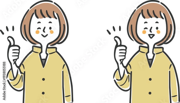 Obraz グッドサインをする女性　上半身　ベクター