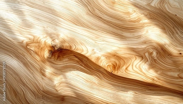 Obraz 柔らかな自然光が際立てるライトオーク材の木目テクスチャホリゾンタルクローズアップ